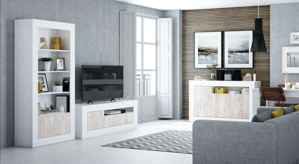 Montreal White And Wood Effect TV Unit – 3075