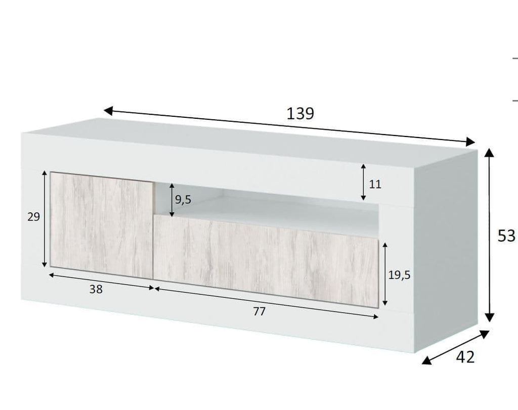 Montreal White And Wood Effect TV Unit – 3075