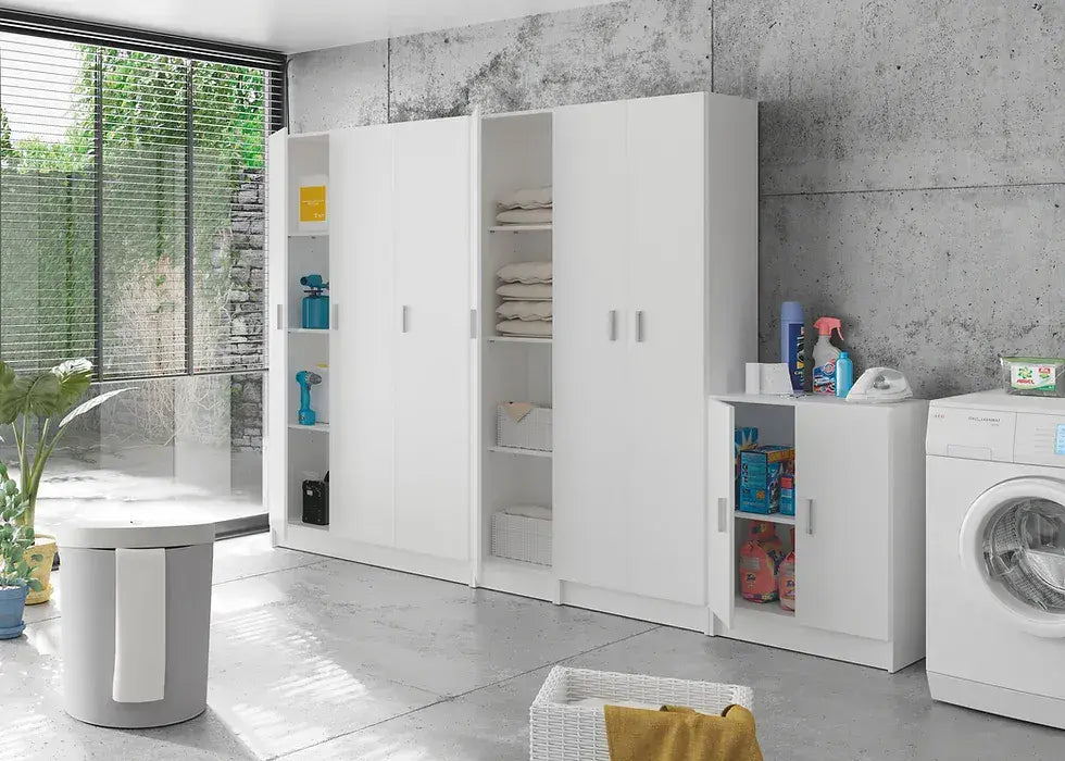 Multi Purpose White Narrow Storage Cupboard - 2473