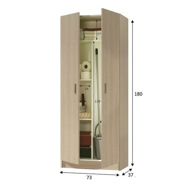 Multi Tall Oak Effect 2 Door Utility Universal Storage Cupboard - 3292