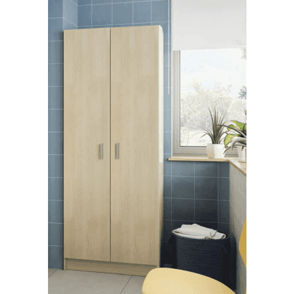 Multi Tall Oak Effect 2 Door Utility Universal Storage Cupboard - 3292
