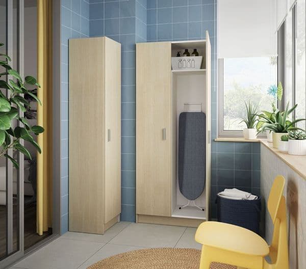 Multi Tall Oak Effect 2 Door Utility Universal Storage Cupboard - 3292