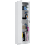 Multi Tall White 2 Door Shoe Storage Utility Cupboard - 3293