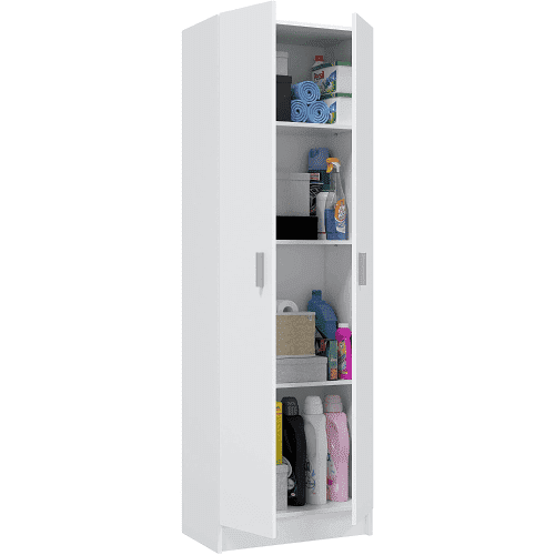 Multi Tall White 2 Door Shoe Storage Utility Cupboard - 3293