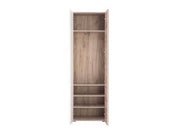 Myra White Gloss And Oak Effect Mirrored Narrow Wardrobe - 11008560