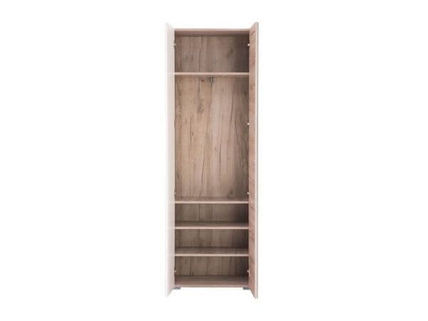 Myra White Gloss And Oak Effect Mirrored Narrow Wardrobe - 11008560