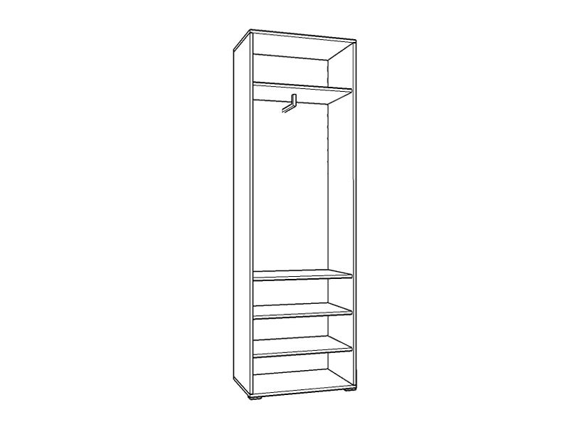 Myra White Gloss And Oak Effect Mirrored Narrow Wardrobe - 11008560