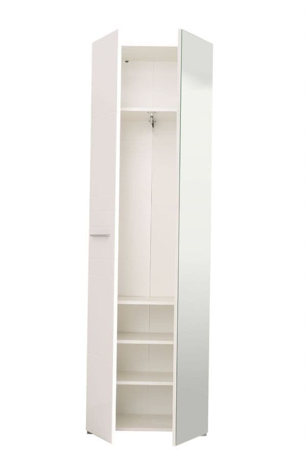 Myra White Mirrored Narrow Wardrobe - 11008561