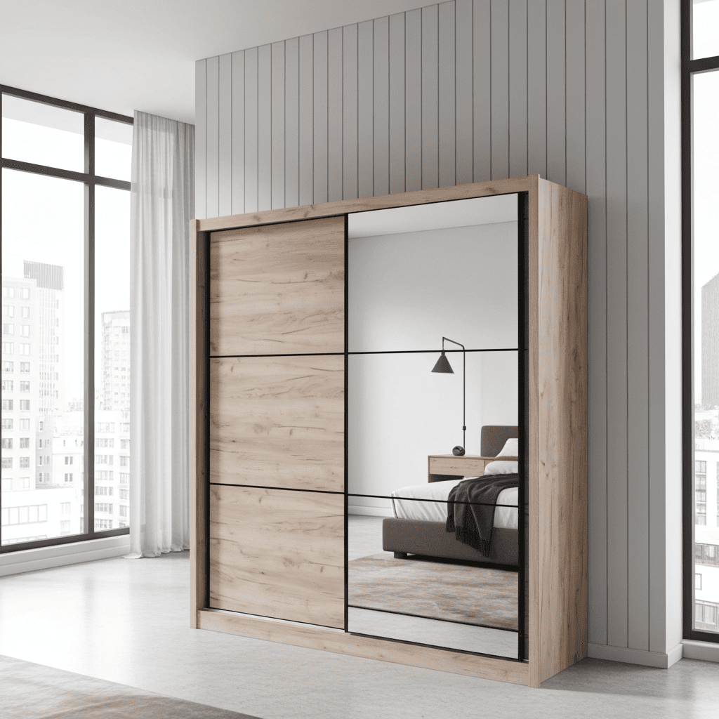 Navara Oak Effect Sliding Door Wardrobe 215cm - 11008278