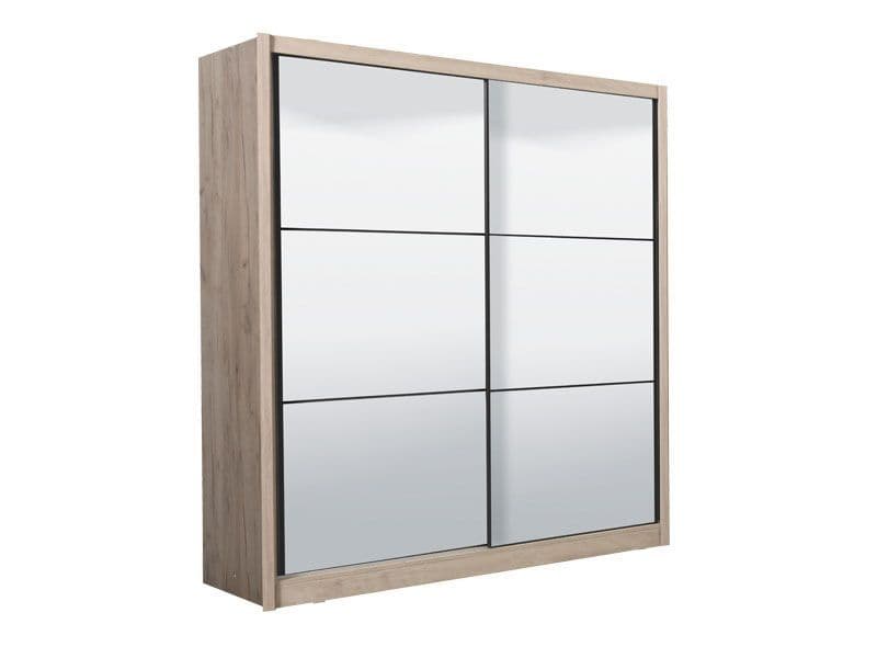 Nevada Artisan Oak Effect Full Mirrored Sliding Door Wardrobe - 11008348