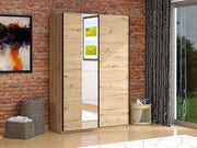 Noah Oak Effect Sliding Wardrobe With Mirror - 11013480