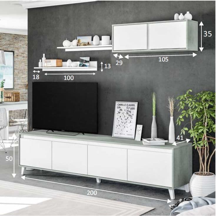 Nocca GREY and WHITE TV CABINET - 2964
