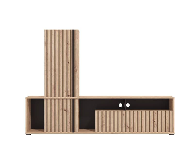 Norrvik Artisan Oak Effect Slatted TV Entertainment Unit - 11013496