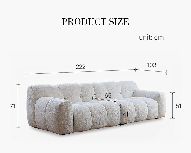 Cora Cloud Two / Three Seater Sofa, Boucle with resin dining table
