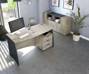 Oris Oak and Grey Large Desk With Drawers - 3121
