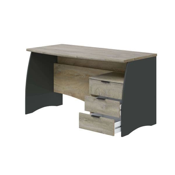 Oris Oak and Grey Large Desk With Drawers - 3121