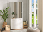 Osaka White Mirrored Large 50 Pair Shoe Cabinet Cupboard - 11011487