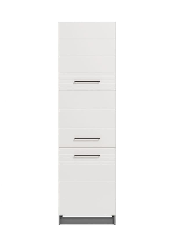 Pedro White High Gloss And Grey 60cm Tall Kitchen Larder Unit Pantry Cupboard - 11012312