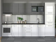 Pedro White High Gloss And Grey 60cm Tall Kitchen Larder Unit Pantry Cupboard - 11012312