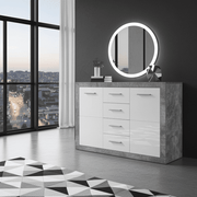 Pietra 117cm Sideboard Grey and White Gloss 2 door 4 drw - 2698