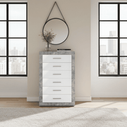 Pietra Tallboy Chest of Drawers Grey and White Gloss 6 DRW - 2705
