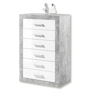 Pietra Tallboy Chest of Drawers Grey and White Gloss 6 DRW - 2705