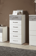 Ramina Concrete Grey And White Narrow Chest of Drawers - 2661