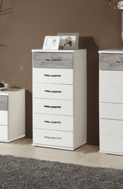 Ramina Concrete Grey And White Narrow Chest of Drawers - 2661