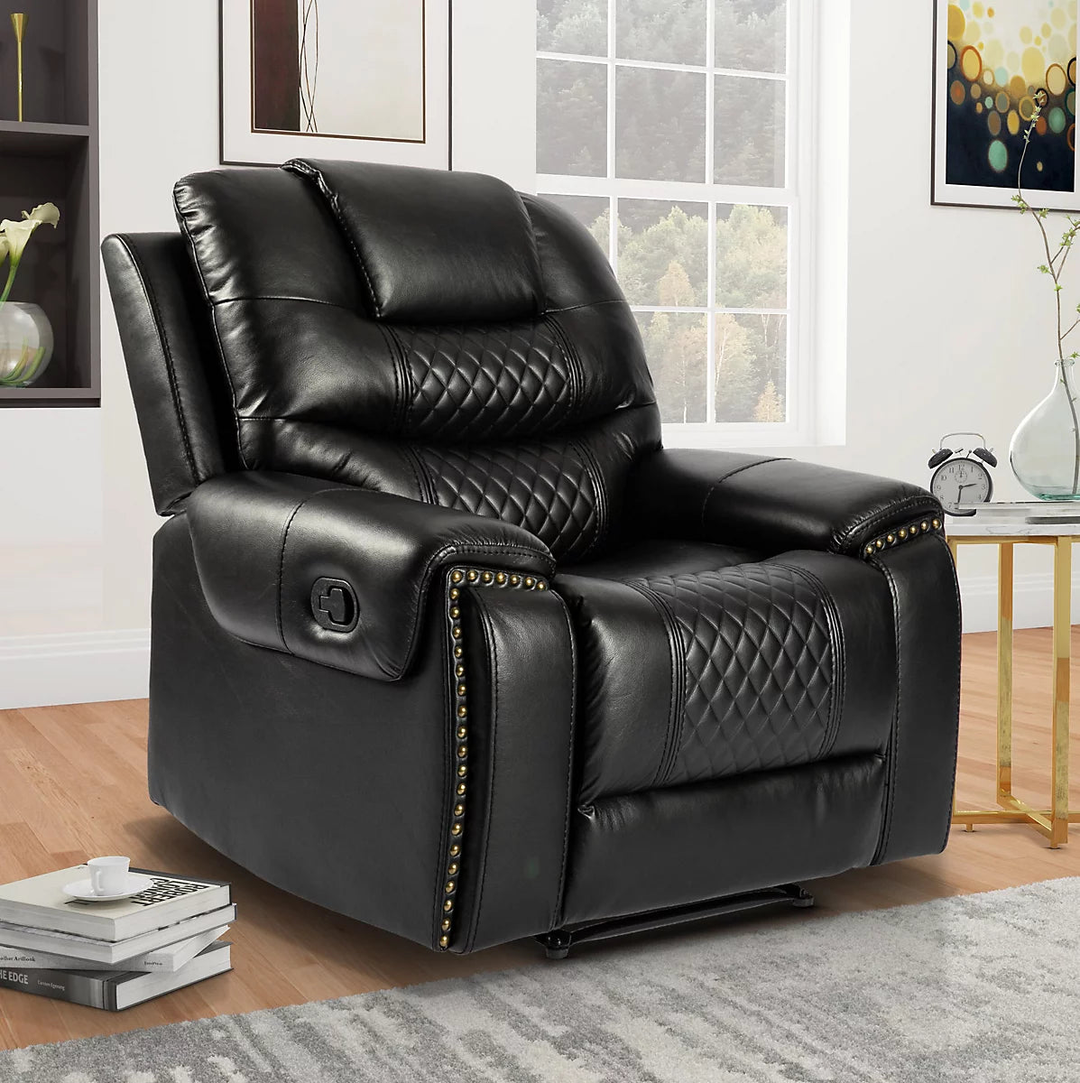 Stanley Manual Recliner Sofa Black Armchair