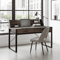 Reusch Dark Walnut Effect Writing Study Desk with Drawers and Hutch