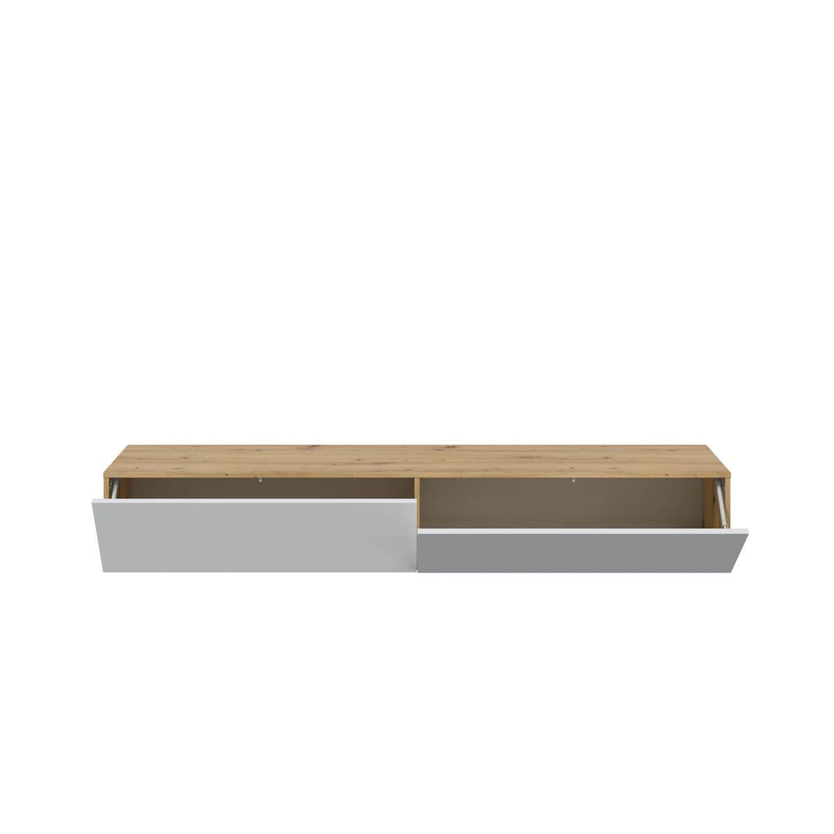 Reyes Nordic Oak Effect And White Wall Mounted Floating Wide Large TV Unit - 3255