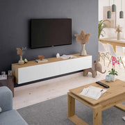 Reyes Nordic Oak Effect And White Wall Mounted Floating Wide Large TV Unit - 3255