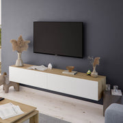 Reyes Nordic Oak Effect And White Wall Mounted Floating Wide Large TV Unit - 3255