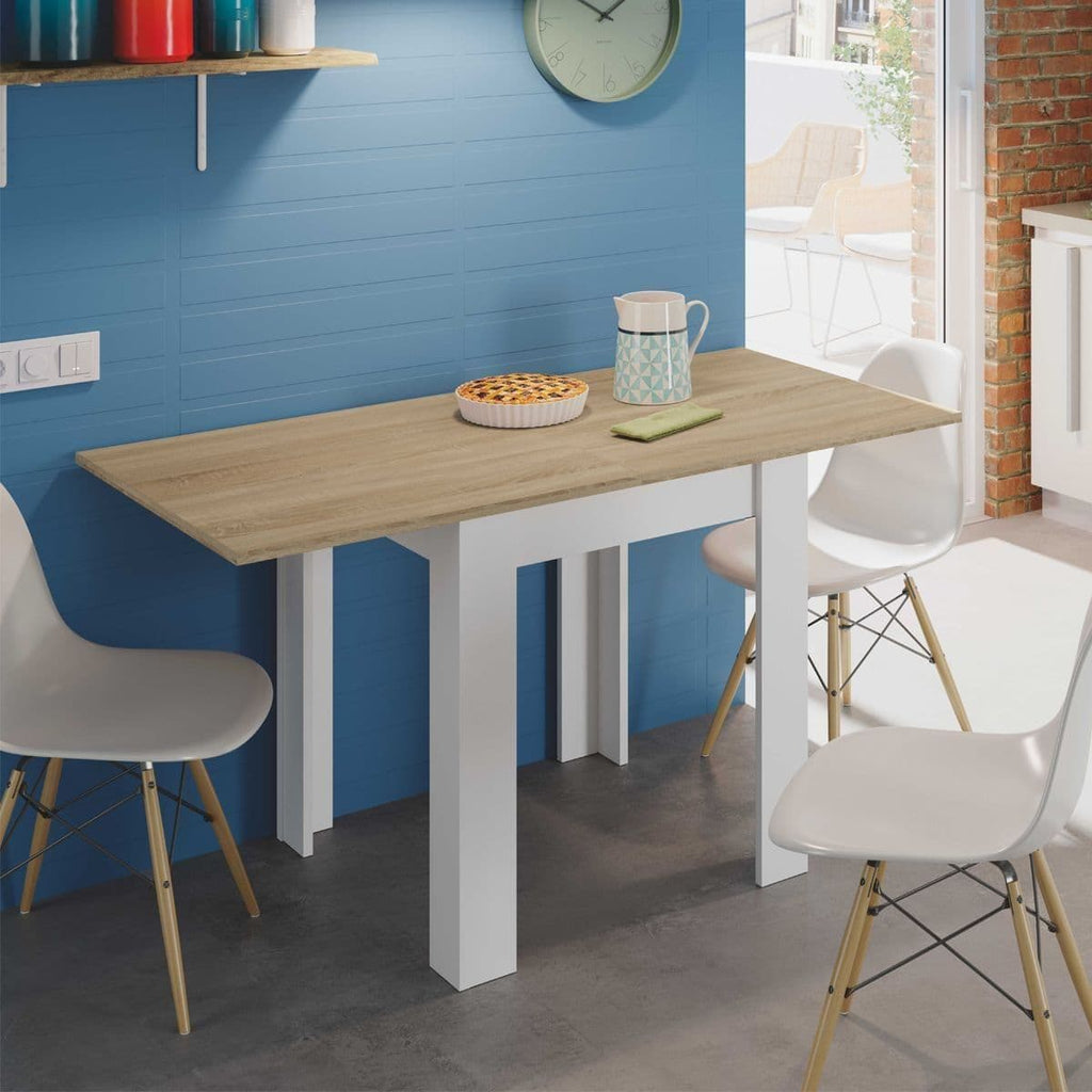 Riccardo White And Light Oak Effect Small Extending Dining Table - 3242
