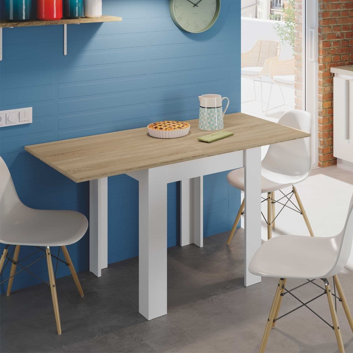 Riccardo White And Light Oak Effect Small Extending Dining Table - 3242