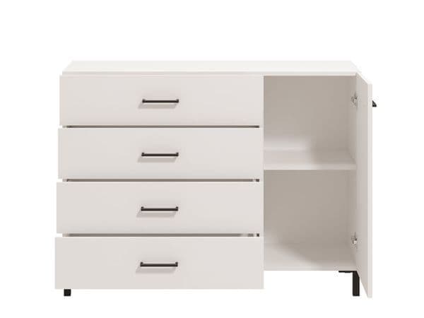 Romero White 1 Door 4 Drawer Sideboard Storage Unit - 11012347