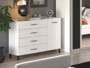Romero White 1 Door 4 Drawer Sideboard Storage Unit - 11012347