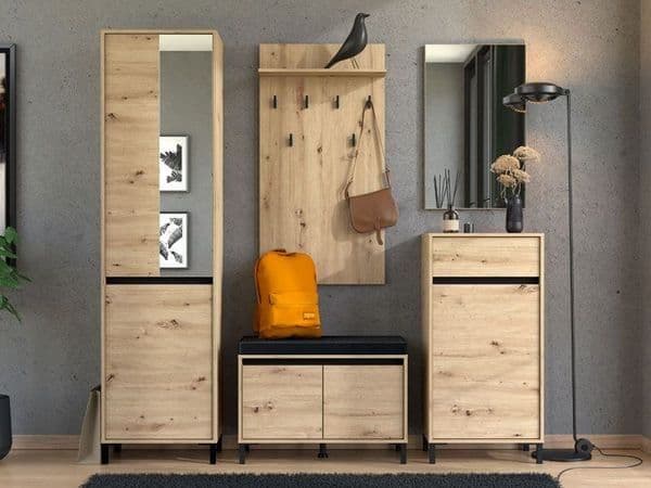 Rosmara Artisan Oak Effect Slim Narrow Shallow Depth Hallway Wardrobe - 11014055