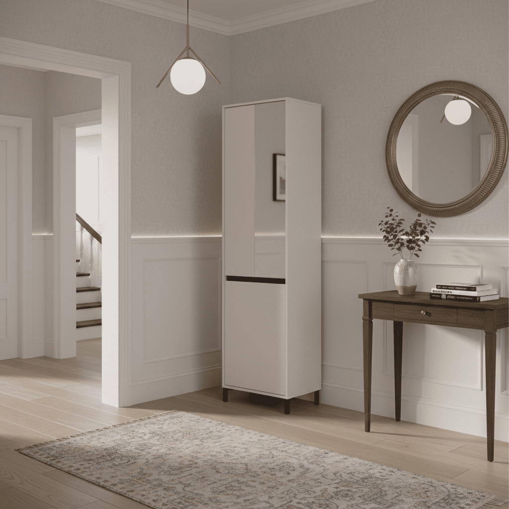 Rosmara Cashmere Taupe Slim Narrow Shallow Depth Hallway Wardrobe - 11014467
