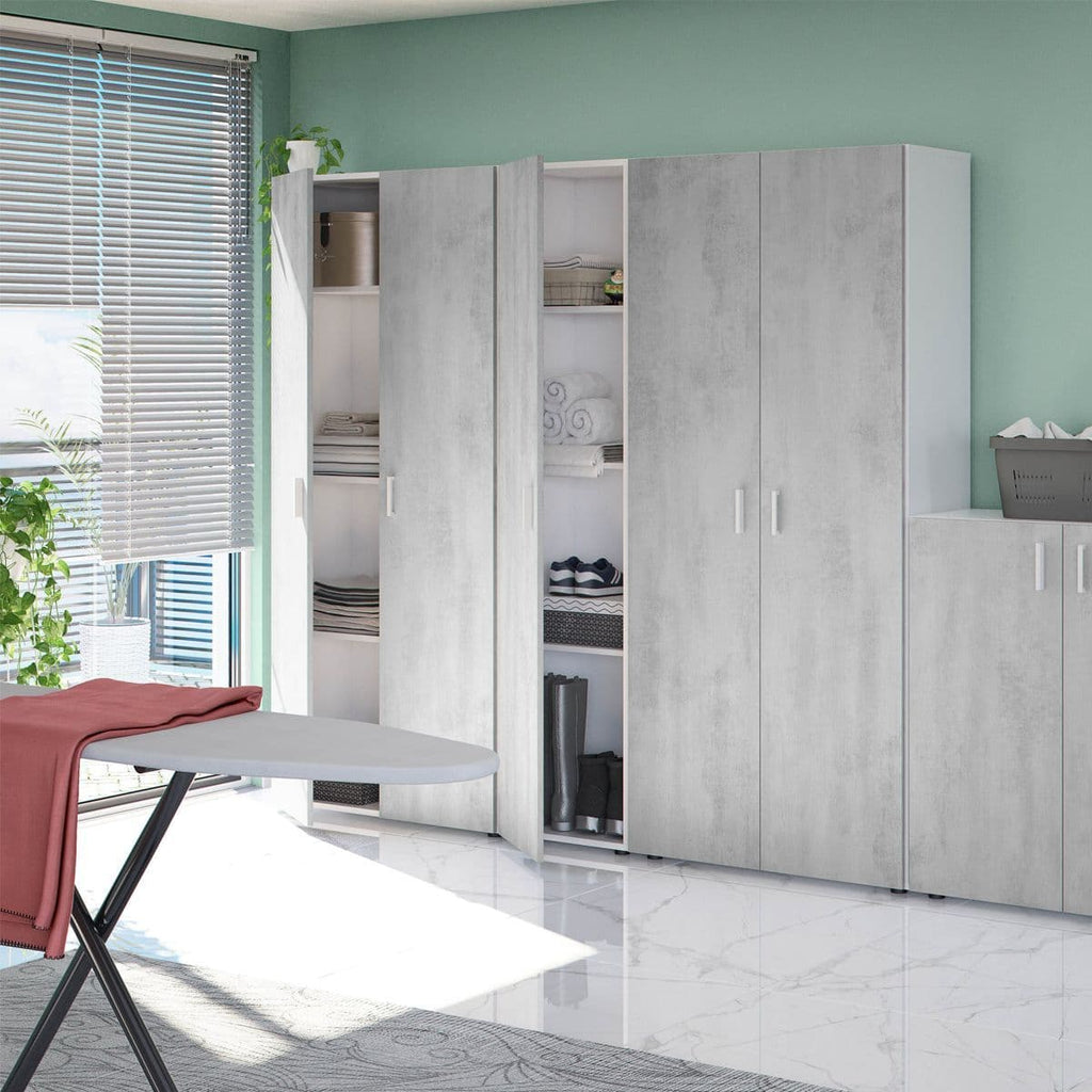 Ruben Narrow Grey & White 1 Door Universal Utility Storage Cupboard - 3245