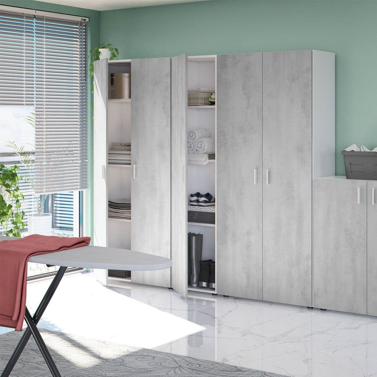 Ruben Narrow Grey & White 1 Door Universal Utility Storage Cupboard - 3245