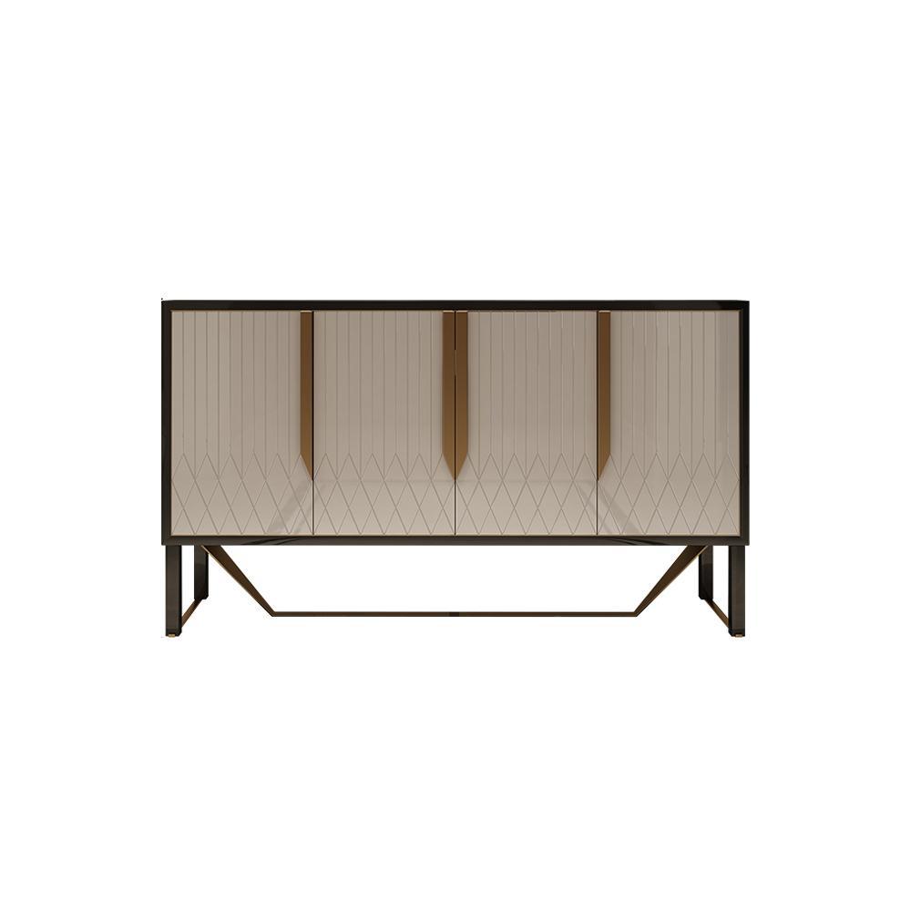 Sideboard, Khaki & Gold, side view of small sideboards