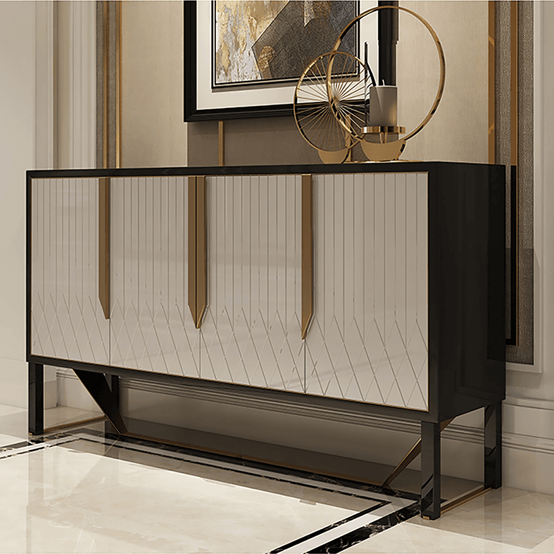 Detail view of Sideboard, Khaki & Gold with vintage sideboard