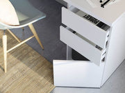 Sacramento Artic White Office Desk with Cupboard and Drawers - 3290