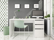 Sacramento Artic White Office Desk with Cupboard and Drawers - 3290