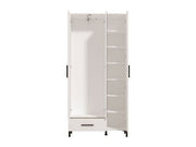 Saltbay White 3 Door Tall Shallow Depth Hallway Mirrored Wardrobe - 11014281