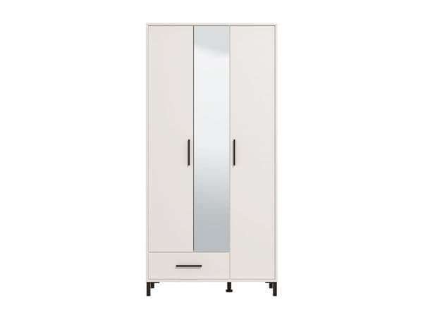 Saltbay White 3 Door Tall Shallow Depth Hallway Mirrored Wardrobe - 11014281