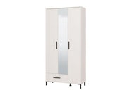 Saltbay White 3 Door Tall Shallow Depth Hallway Mirrored Wardrobe - 11014281