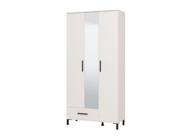 Saltbay White 3 Door Tall Shallow Depth Hallway Mirrored Wardrobe - 11014281