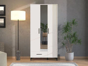 Saltbay White 3 Door Tall Shallow Depth Hallway Mirrored Wardrobe - 11014281